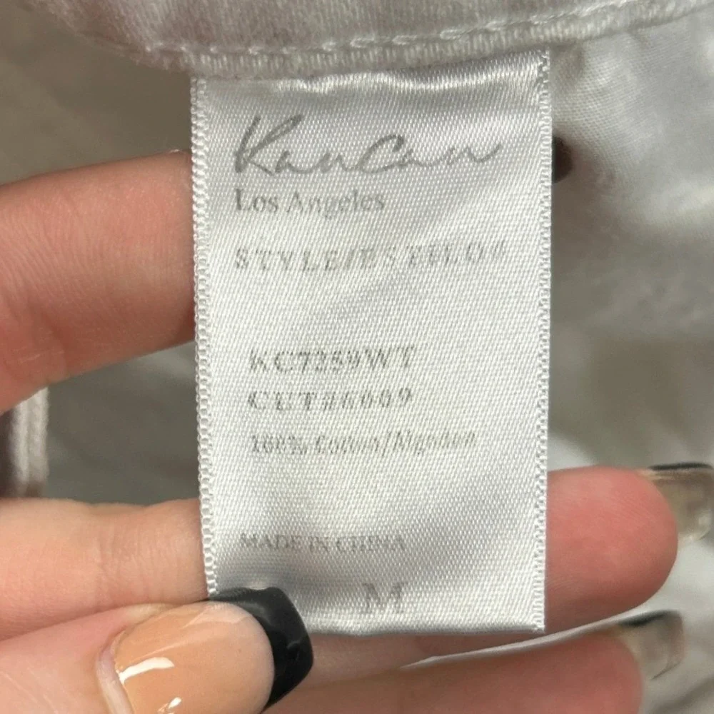 KanCan High Rise Distressed Denim Shorts Womens Medium White Raw Frayed Hem